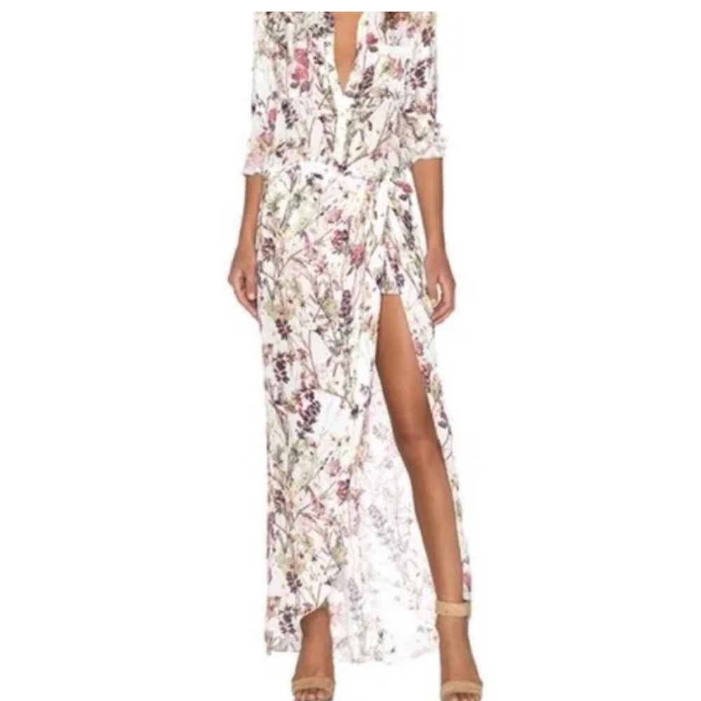 Haute Hippie Silk Floral Maxi skirt with shorts